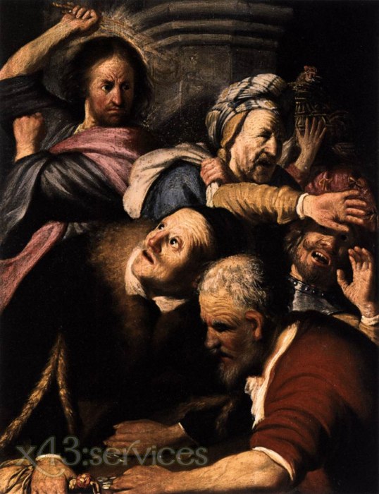 Rembrandt - Christus treibend die Geldwechsler aus dem Tempel heraus - Christ Driving The Money Changers From The Temple